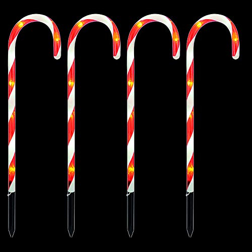 4er Set Zuckerstangenstäbe LED-Gartenleuchtstäbe mit 32 weißen LEDs Leuchtstab Zuckerstange