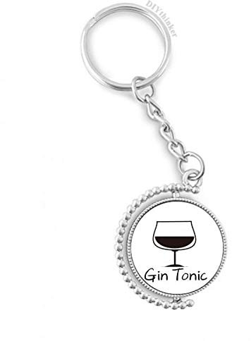 DIYthinker Silhouette von Gin Tonic Cocktail Drehbare Schlüsselanhänger Ringe 1.2 Zoll x 3.5 Zoll Mehrfarbig