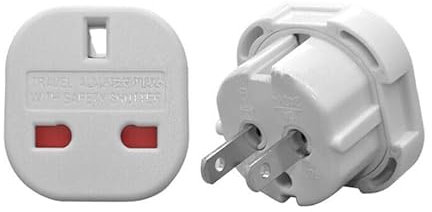 Travel Adaptor White UK to USA/AUS Q4U Convert Power UK plug 3 pin to USA/Canada/Australian Plug 2 Pin Pack of 2