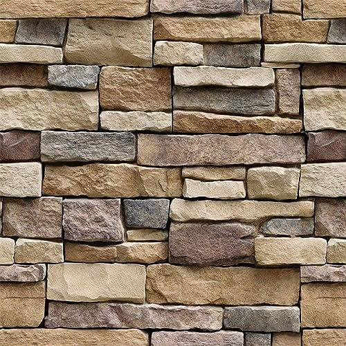 Abyssaly Stone Wallpaper Brick Wallpaper Peel and Stick Stone Backsplash Self-Adhesive Removable Vinyl Wraps Grey Faux Brick Shelf Paper 17.71 X 118 Home Decorations Contact Paper