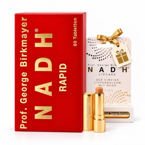 Prof. George Birkmayer NADH RAPID 60 Tabletten mit Lippenpflege Set | hochdosierte Lutschtabletten plus Lipcare Lippenstift, Lippenbalsam für gepflegte Lippen im Set