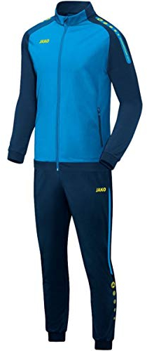 JAKO Herren Champ Trainingsanzug Polyester, blau/Marine/Neongelb, XL