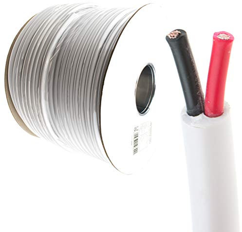 kenable 100V Heavy Duty Twin Core Speaker Cable 2x79x0.18mm 25A White 100m [100 metres]