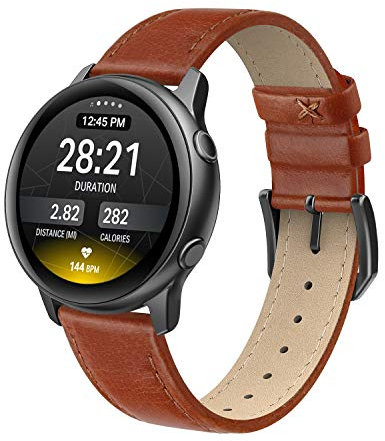 Edimens Echtleder-Armband, kompatibel mit Samsung Galaxy Watch Active 2, 40 mm Band, 20 mm dünnes Ersatz-Lederband für Galaxy Watch 42 mm/Active/Active 2 Smartwatch für Damen und Herren
