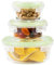 Home Fleek Recipientes de cristal para alimentos Hermeticos Con Tapa - Tapers Para Comida Hermetico, Ahorro De Espacio Recipientes Para Alimentos Para Microondas, Horno Y Congelador (Pack 3, Verde)