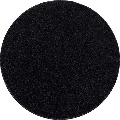 Ayyildiz Moderner, einfarbiger Runder Teppich in Unicolor - Flauschiger, dichter Kurzflor für zeitgemäßen Luxus und EIN Supersoft Feeling, Größe:Ø 120 cm Rund, Farbe:Anthrazit