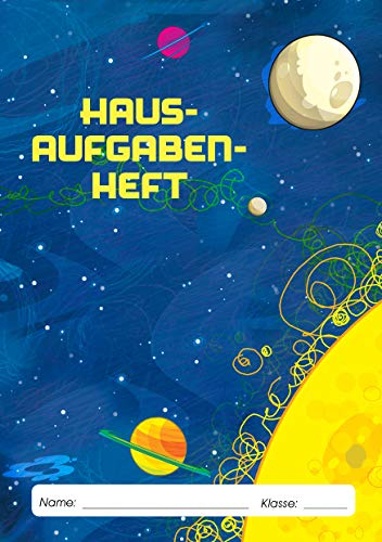Cooles Hausaufgabenheft A5 | A/B Woche | ohne Datum | Inkl. Kunstoffumschlag + Sticker (Weltall)