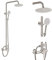 Aolemi Außendusche SUS304 Duscharmatur Kombi-Set Edelstahl 8 Regenduschkopf Hochdruck Handbrause Wandhalterung 2 Dual Funktion Bürste Nickel Einzelgriff