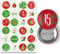 Papierdrachen 24 Adventskalender-Zahlen auf Buttons 35 mm - Anstecknadeln zum Dekorieren von Adventskalendern - mit Zahlen von 1-24 - Rot-grün - Ideal für Stoffsäckchen und Beutel - Zahlen-Buttons