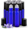 Sungwoo 12 Pack Essential Oil Bottles, 10ml Blue Glass Bottles with Stainless Steel Roller Balls and Caps for Travel, Perfume and Lip Gloss