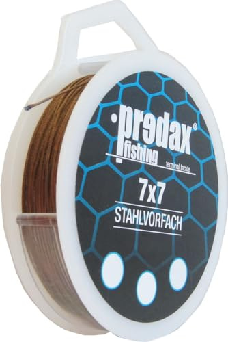 Predax Fishing Stahlvorfach 7x7 braun 6kg 0,23mm 5m Spule, Stahlvorfächer, Hechtvorfach, Zandervorfach, Barschvorfach, 49 fädiges Vorfach