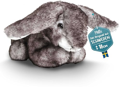 Mollis Kuscheltier - Kuschelhase - 18 cm - Plüschtier-Hase - Kinder-Kuscheltier - weiches Stofftier für Kinder und Babys (Schwarz)