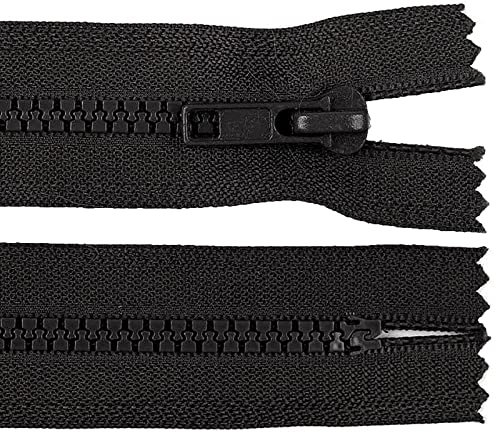 2 Reißverschlüsse Kunststoff-Profil 5mm 16 cm unteilbar, Autolock, Farbwahl, Farbe:2 Stück | schwarz