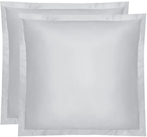 Amqua Mako Satin Kissenbezug 2er Set Kissenbezüge 80x80 cm, 100% ägyptische Baumwolle (Zertifiziert), grau/hellgrau