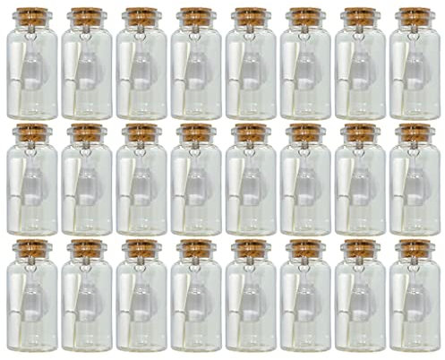 24 Stück Reagenzglas Glasröhrchen mit Korken Ø3 x 6cm, kleine Glasflasche mit Korken, Gastgeschenk Hochzeitsdeko Gewürzgläser