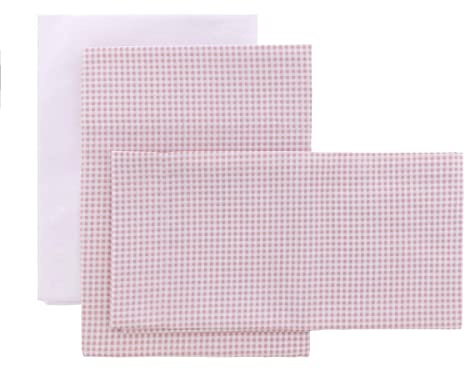 Cambrass - 3- Teiliges Set Für Babybett 120x180x1 cm Vichy10 Rosa