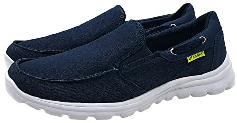 ChayChax Zapatos de Lona para Hombre Cómodo Mocasines Ligero Transpirable Náuticos Slip On Zapatillas de Deporte,Azul Oscuro,44 EU=Fabricante 45
