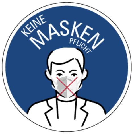 Aufkleber Gebotszeichen „KEINE MASKENPFLICHT“ Schild Folie selbstklebend blau | Ø5-30cm Made in Germany, Größe: Ø10 cm