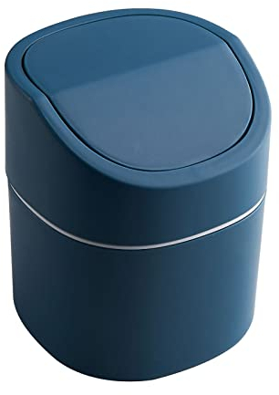 GOCUODE Poubelle de Table avec Couvercle,Mini Poubelle Plastique,Petite Poubelle de Table pour Les Chambres à Coucher, Les Salles à Manger, Les Salles de Bains, Les Bureaux Etc. (Bleu)