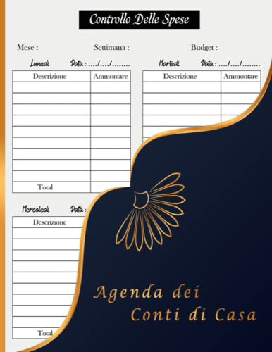 Agenda dei Conti di Casa: Quaderno completo per risparmiare e gestire le tue spese settimanali e mensili | 145 Pagine - DIN A4