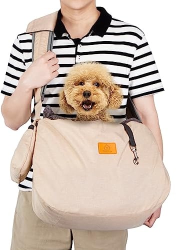 Ownpets Hundetragetasche, Große Hundetasche bis 11kg, Tragetuch Hund, wendbare und freihändige Hundetasche mit verstellbarem Gurt und Schulterpolster für Outdoor