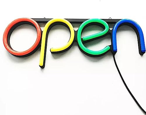 Open bunt horizontal Neonlicht LED Neon Schild XL Licht Lampe Reklame Leuchte Party Wand Dekoration Hintergrund Beleuchtung Deko Wandleuchte Disko BAR Deko Laden Schaufenster Kiosk Club geöffnet