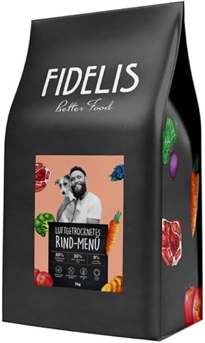 Fidelis - Getrocknetes Rind-Menü für Hunde 2,5kg - Premium Hundefutter trocken mit 80% Fleischanteil, Gemüse & Obst - Proteinhaltiges Trockenfutter Hund luftgetrocknet - Zucker- & Getreidefrei
