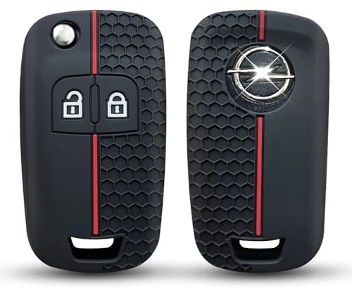 HooRLZ Opel Schlüsselhülle, Silikon Schlüssel Cover für Vauxhall Insignia Opel Astra Meriva Corsa Zafira Mokka Vectra Chevrolet Orlando Cruze Schlüsselhülle, Autoschlüssel Hülle Opel Astra-Rot Linie