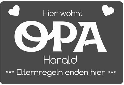 Fußmatte personalisiert Opa | Geschenk Opa Geburtstag | Elternregeln Enden Hier | Fussmatte mit Personalisierung | Schmutzfangmatte innen | Geschenkidee Großvater | 60x40cm ohne Rand