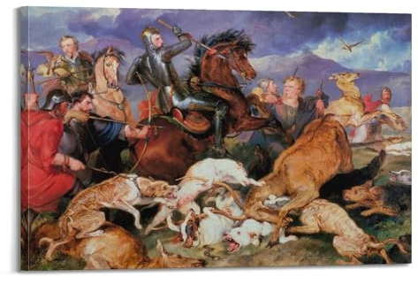 The Hunting Of Chevy Chase (1826) Poster von Edwin Landseer Artworks Bild Druck Wandkunst Malerei Leinwand Geschenk Dekor Häuser Dekorativ 30 x 45 cm