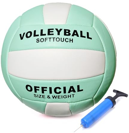 ABAJI Volleyball Light Green Official Size Thicker PU Waterproof Anti-Explosion Design Youth Boys Girls Training Practice Indoor Outdoor Beach Pool Play