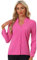 Allegra K Elegante Camisa Abotonada Cuello Alto con Escote en V Recortado Carrera Primavera para Mujer Fucsia XS