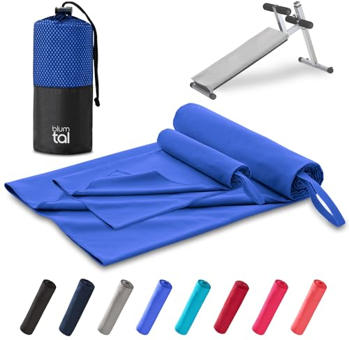 Blumtal Fitness Handtuch im 2er Set - Microfaser Sporthandtuch Fitnessstudio 180 x 90cm + Mikrofaser Handtuch 80 x 40cm - Handtuch groß & klein - Gym Handtuch - Handtuch Microfaser - Kings Blue - Blau