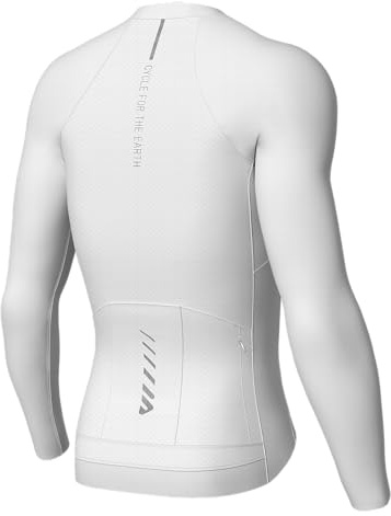 Lo.gas Radtrikot Herren Langarm, Rennrad Trikot Durchgehender Reißverschluss mit 3 Taschen, Elfenbein Weiß, L