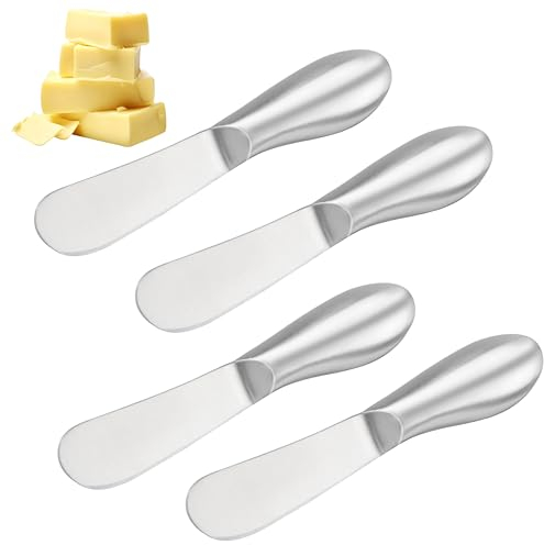 TEKONDA 4 Stück Buttermesser Edelstahl Butterschneider Mini Messer Nutella Messer Dessertmesser Streichmesser für Schneiden von Butter