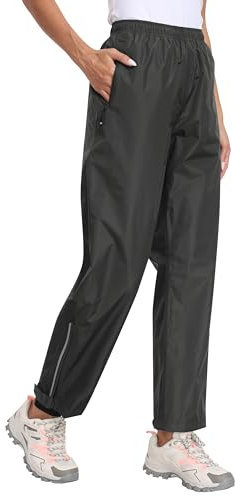 MoFiz Wasserdicht Hose Damen Überziehhose Fahrrad Regenhose Leichte Packbar Hose Winddicht Outdoorhose Wanderhose Trekkinghose Trekkinghose Dunkelgrau Größe EU XL