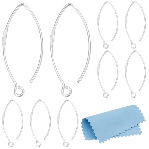 BENECREAT 10 pezzo 925 ganci per Orecchini In Argento Sterling, Connettore per Orecchini con Ganci per Orecchini A Marquise Piatti A Goccia Francese Da 30 mm con Timbro S925 per La Creazione