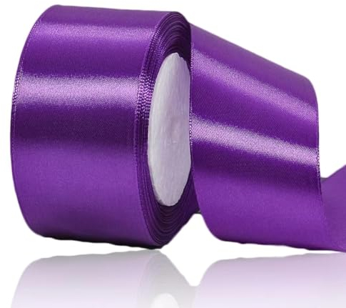 Geschenkband Lila 50 mm Breit,23 Meter Satinbänder Lila Stoff Schleifenband Kunsthandwerk, Kränze, Hochzeitsdekoration, Weihnachten, Haarbögen, Blumensträuße, Geburtstag und Geschenkverpackung
