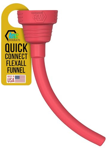 TEC Products FlexAll Gewindetrichter, integrierter Nitrilkautschuk, geeignet für Autos, Traktoren, Boote, Kettensägen, Trimmer und kann direkt auf Flaschen geschraubt werden – passend für Gallonen