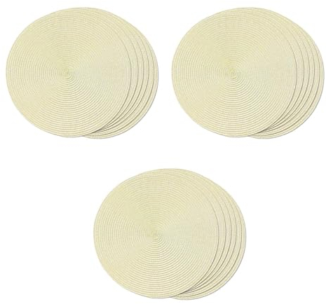 Bdfhjln Tovagliette Intrecciate Rotonde Set di 18 Sottopiatti per Tavoli da Pranzo Tovagliette Antiscivolo Lavabili Nel Tessuto 15 Pollici (Beige)