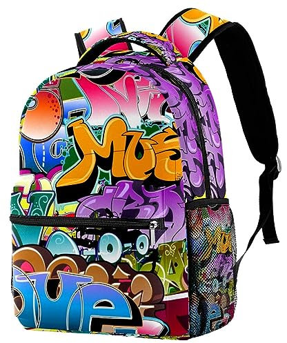Dampfzüge Schulranzen Schulrucksack für Jungen Rucksack Büchertasche Reiserucksack, Graffiti-Design, One size