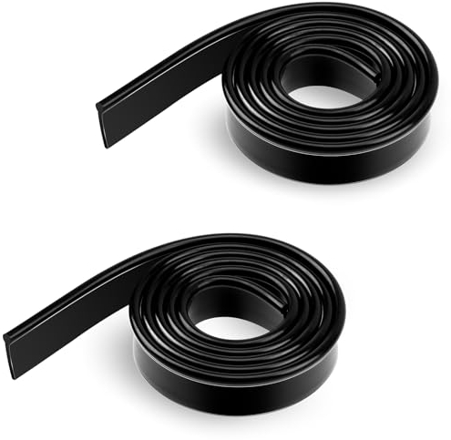 Bewudy 2 Stück Silikon Ersatz Lippe 105cm, Fensterabzieher Silikon Ersatz Lippe Kann Geschnitten Werden Ersatz Abzieher Silikon Rakel Ersatzlippe für Glasflächen Duschabzieher Fensterwischer(Schwarz)