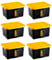 AC - Pack de 6 Cajas de almacenaje apilable con Tapa, plástico, cajón Multiusos, ordenación, Herramientas, hogar, Fabricada en España (Amarillo y Negro - 30 litros - 48 x 38 x 25,5 cm)