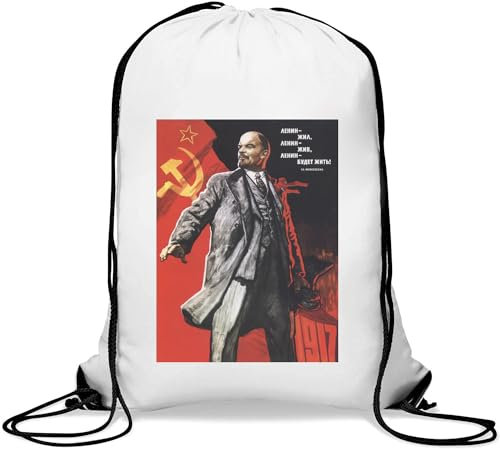 Lenin Poster Gym Sack Casual Drawstring Bag White, weiß, Einheitsgröße