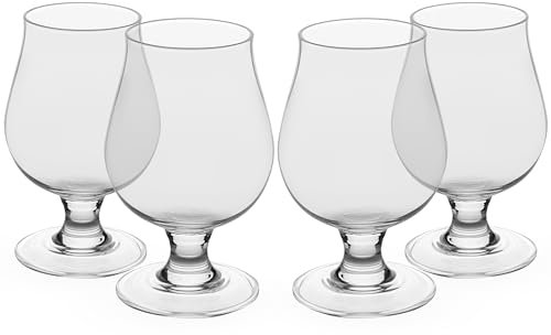 Winter Shore Verres a Bieres Belge 350 ml (Lot de 4) - Coffret Verre a Biere Artisanale Haut de Gamme - Verre Tulipe Élégant pour Bière - Verre Biere pour Pubs - Chopes de Bière pour HommesWinter Shor