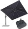 PURPLE LEAF Parasol Déporté Pivotant et Lumineux 3 x 3 m Carré avec Base Lestée, Parasol de Jardin Extérieur avec Tournez 60° des Deux Côtés et Rotation à 360°, Toile UPF 50+, Gris