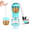 VFANDV Bouteille d'eau pour Chien, Gourde pour Chien pour Les Déplacements, avec Pied Contre Les Déversements et Distributeur de Nourriture pour Chat, Gamelle avec Valve Anti-Retour (Bleu, 350ML)