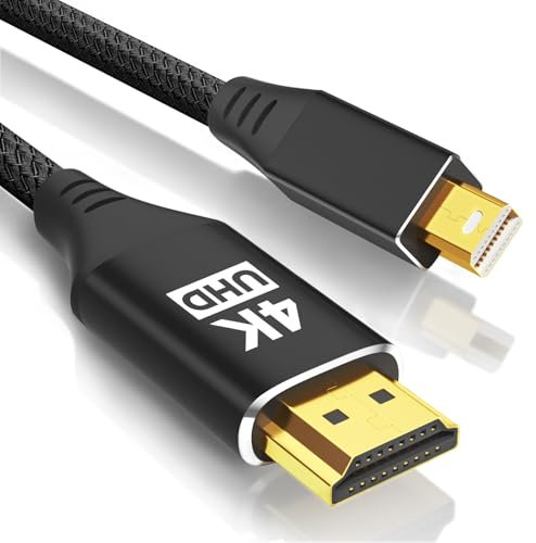 4K HDMI (Source) to Mini DisplayPort (Display) Cable 1.8M, Uni-Directional HDMI to Mini DP Cord, Support 4k@60Hz, 2K@120Hz, Laptop to Thunderbolt 2 monitor