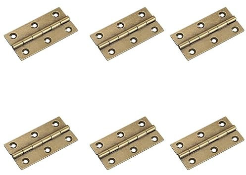 6Pcs Door Hinges,Heavy Duty Brass Folding Hinges for Gate,Window,Drawer 2.5inch Antique Brass