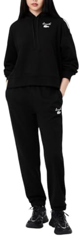 Lacoste Logo Track Pants Pantaloni da Allenamento, Nero, 8 Donna